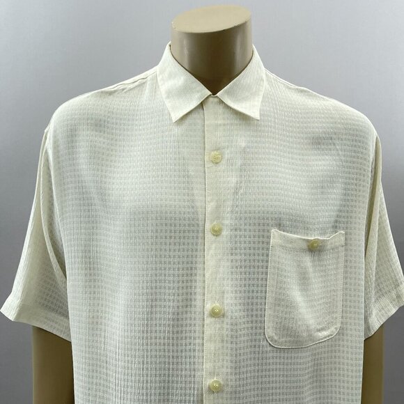 Moda Milano Boyds Mens Tall Ivory Short Sleeve Button-Up Shirt White XL Tall* - Picture 2 of 11
